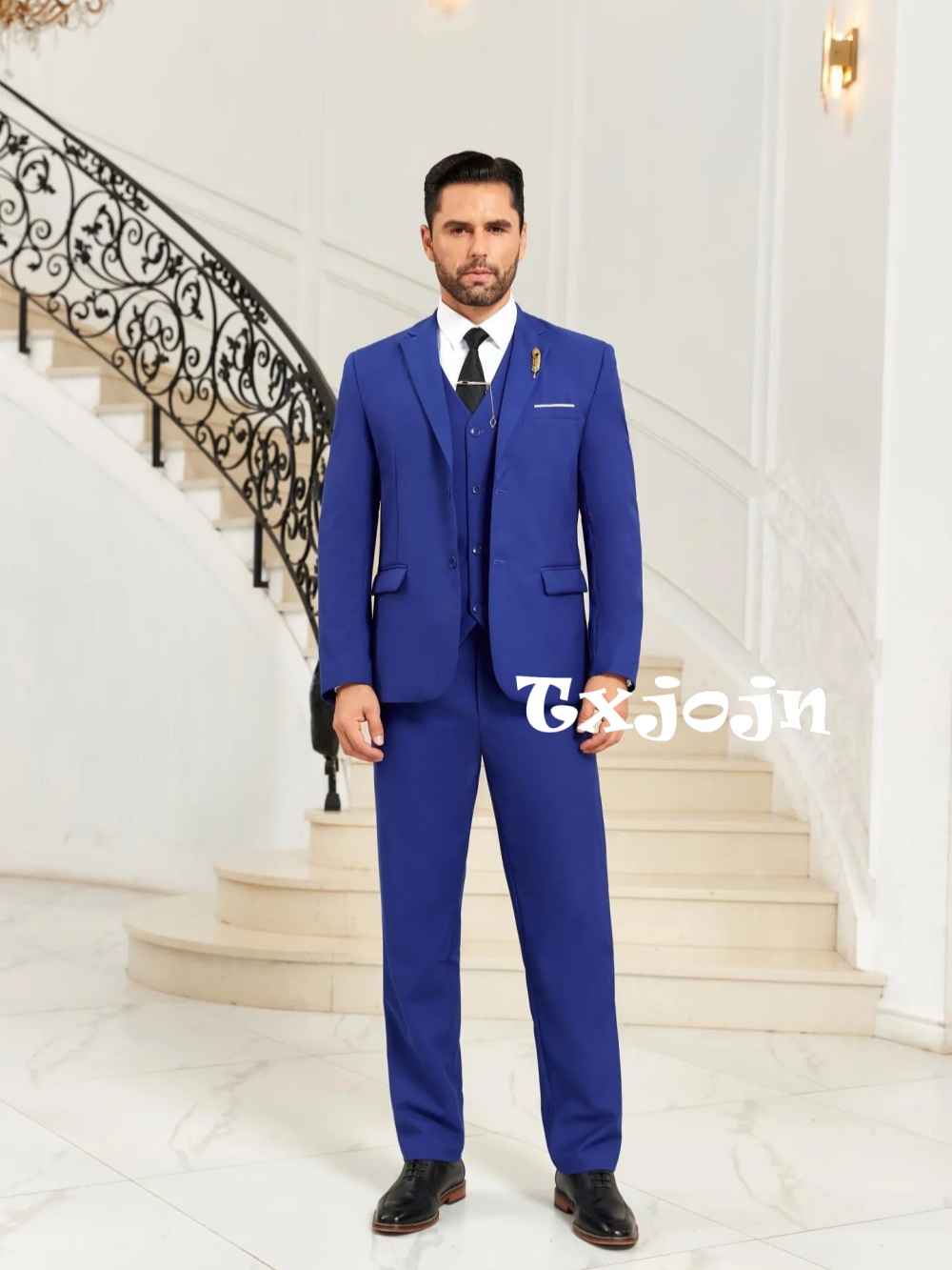 Men Formal Wear Blue - بدلة رجالية زرقاء جديدة بقصة ضيقة