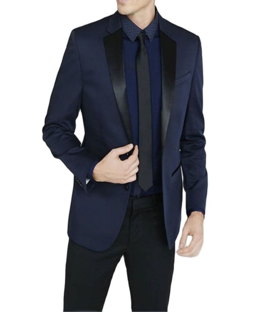 Men Formal Wear Blue - أحدث رفقاء العريس الشق الأسود التلبيب