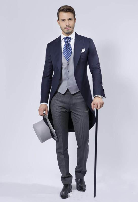 Men Formal Wear Blue - بدلة رسمية أنيقة مصنوعة حسب الطلب