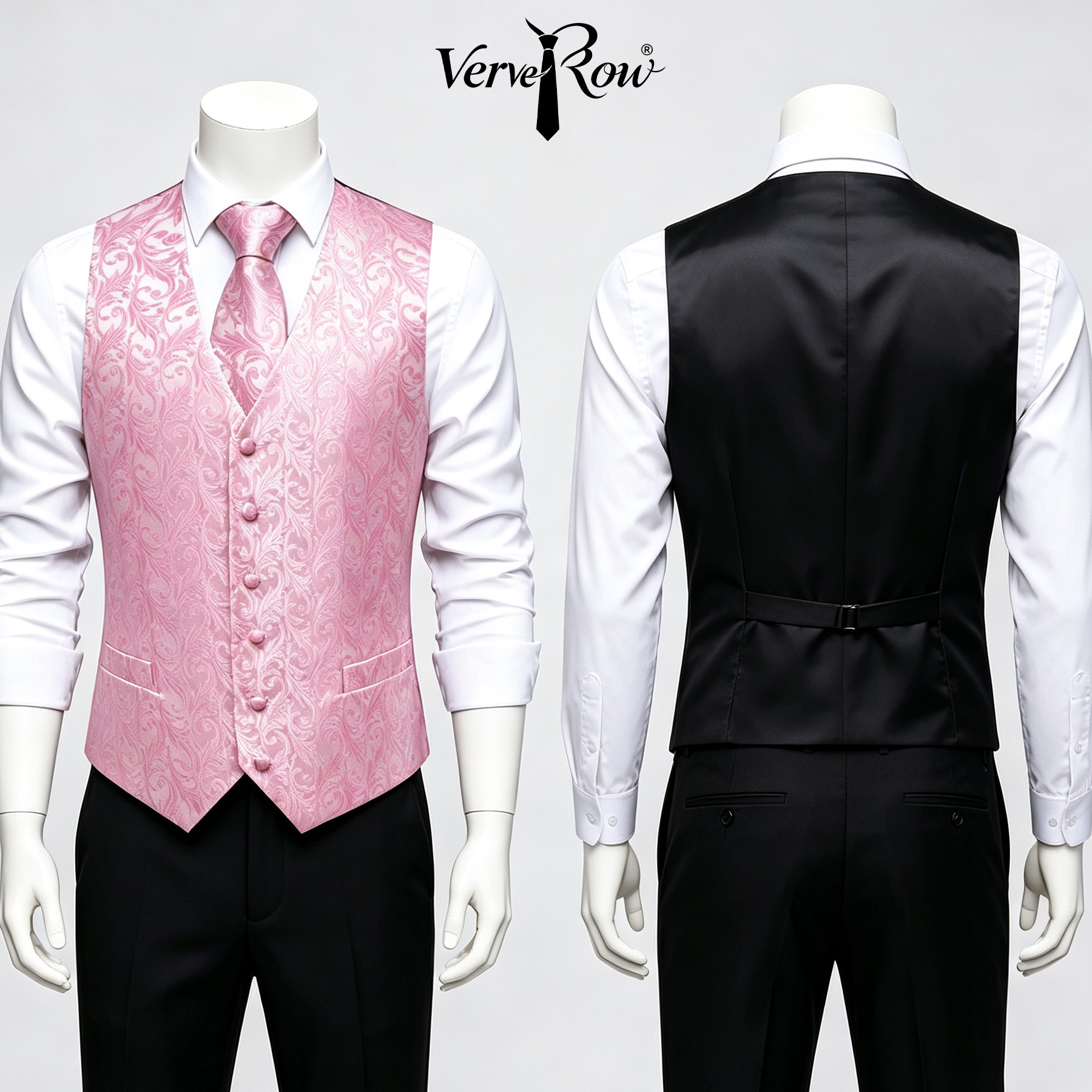 Men'S Formal Wear Ties - ربطة عنق وردية للرجال مع منديل