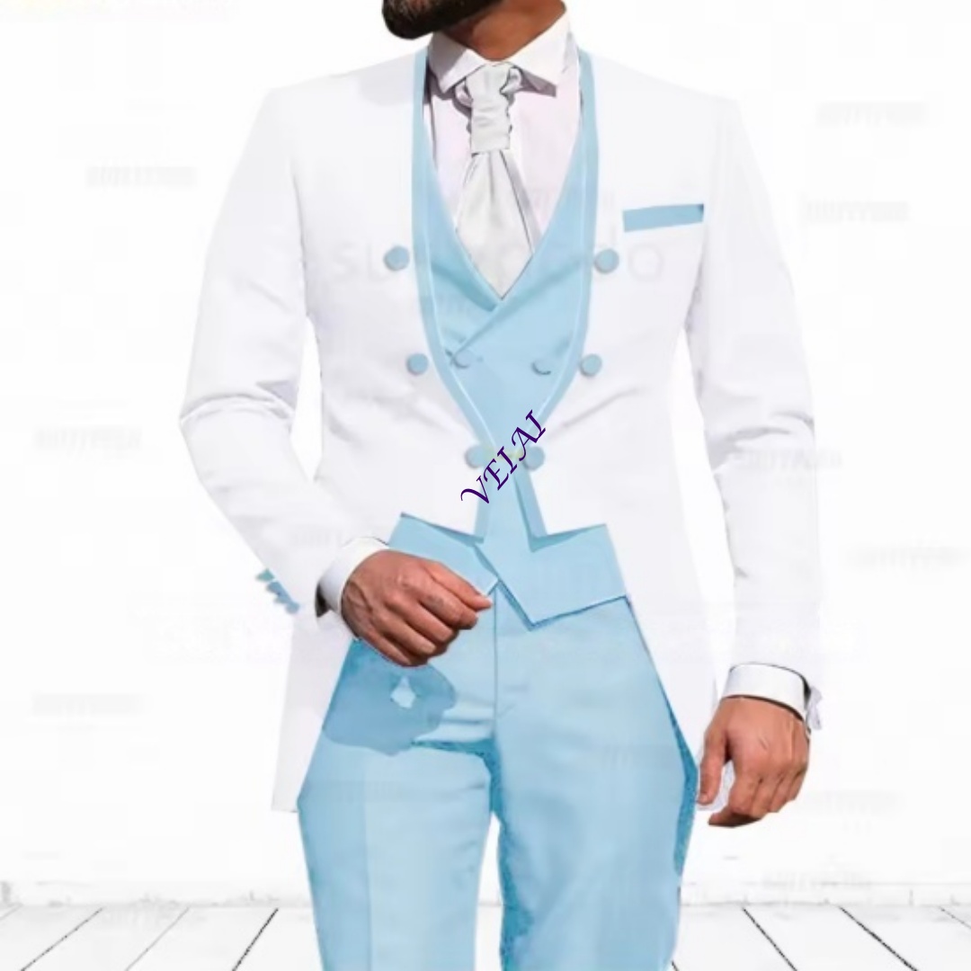 بدلة رجالية مخصصة باللون الأزر - مراجعة Men Formal Wear Blue وسعره