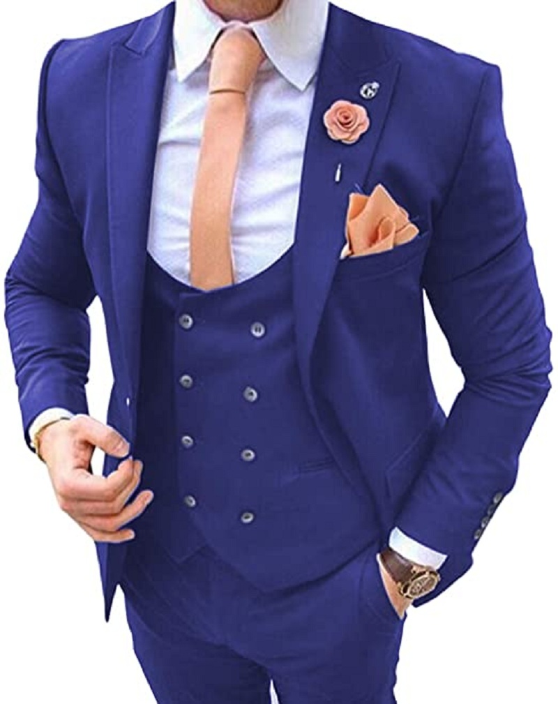 بدلة رجالية كحلية اللون مكونة  - مراجعة Men Formal Wear Blue وسعره