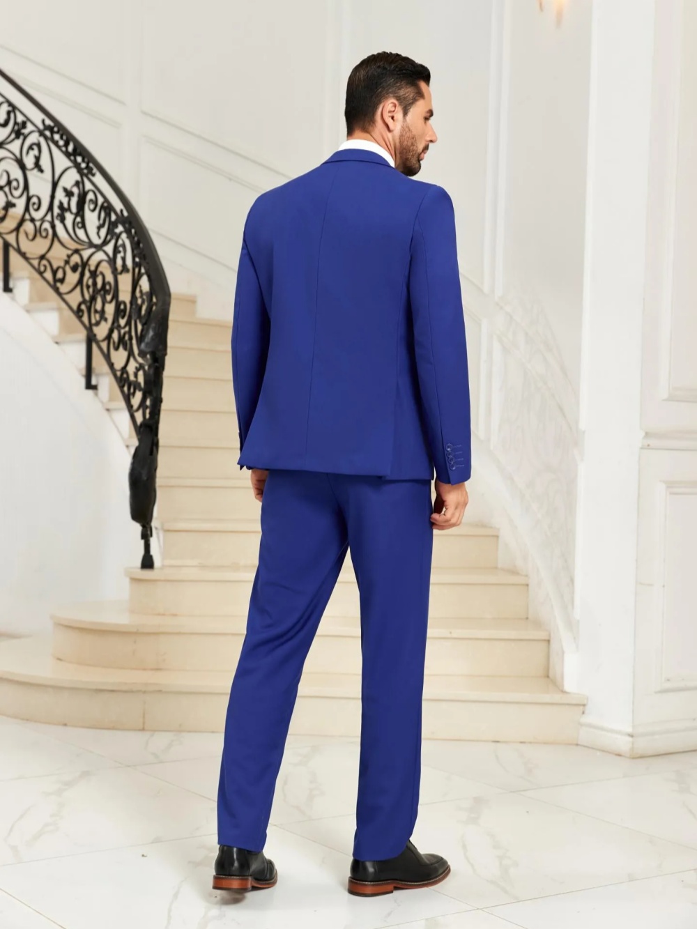 بدلة رجالية زرقاء جديدة بقصة ض - مراجعة Men Formal Wear Blue وسعره