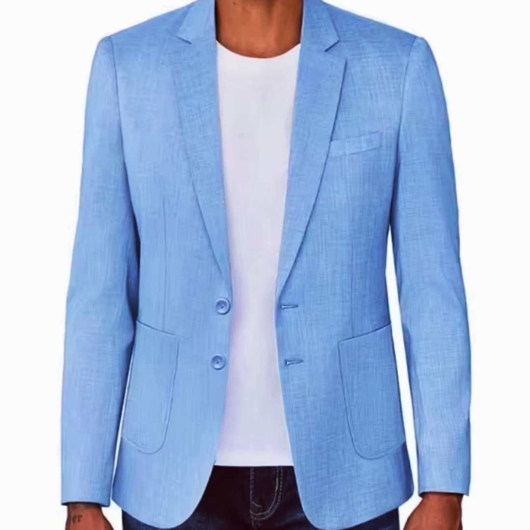 بليزر رجالي بقصة ضيقة من الكتا - مراجعة Men Formal Wear Blue وسعره