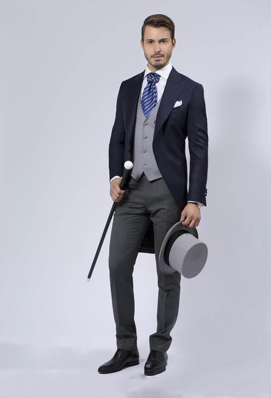 بدلة رسمية أنيقة مصنوعة حسب ال - مراجعة Men Formal Wear Blue وسعره